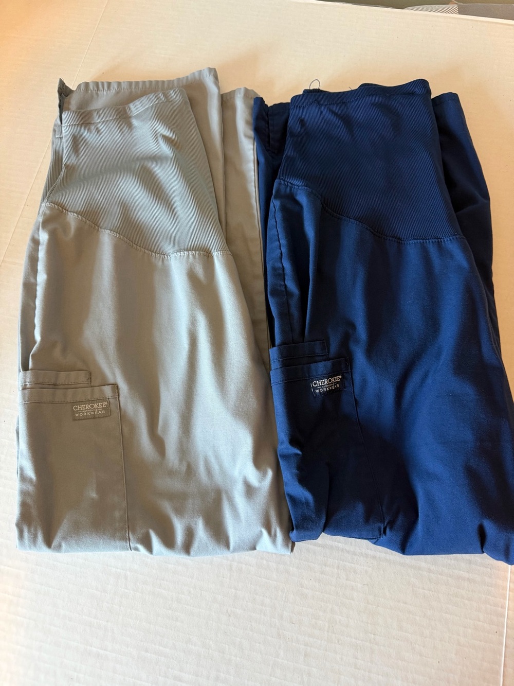 Cherokee Maternity Workwear Scrub Pants Gray (M) & Navy (S)